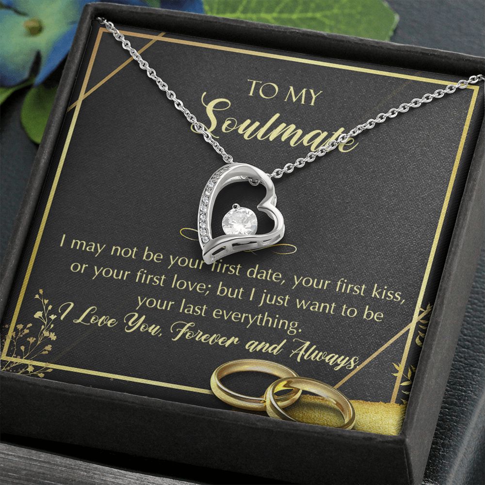 To My Soulmate Necklace for Women Birthday Christmas Jewelry Gifts For My Wife with Message Card Box Personalized Gift Present Pendant for Future Wife Soulmate Girlfriend Love 28 Forever Love Necklace