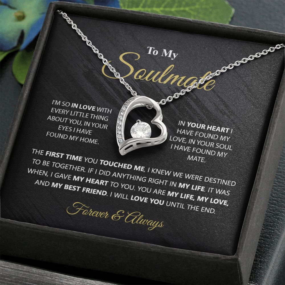 To My Soulmate Necklace for Women Birthday Christmas Jewelry Gifts For My Wife with Message Card Box Personalized Gift Present Pendant for Future Wife Soulmate Girlfriend Love 1 Forever Love Necklace
