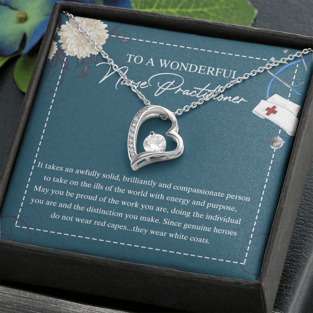 To My Nurse Practitioner Necklace with Box Message Card, Gift For Nurse Jewelry Congrats Graduation Pendants Gift For Daughter, Granddaughter, Niece, Sister Forever Love Necklace