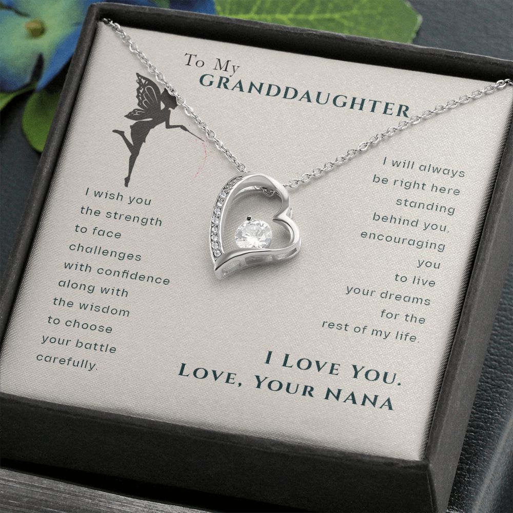 To My Granddaughter Dragonfly Necklace, Gift for Granddaughter From Nana Forever Love Necklace