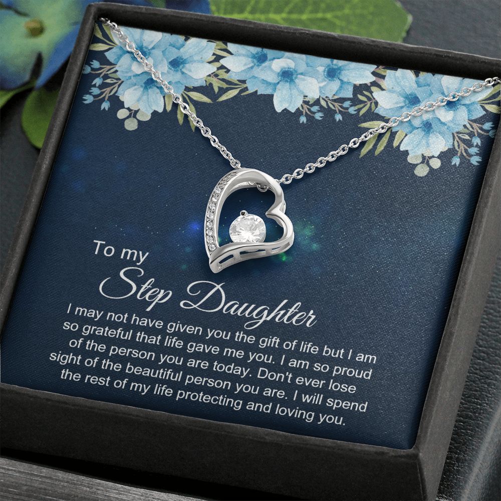 Bonus Daughter Gifts From Stepdad, Step Daughter Gifts From Stepmom, Stepdaughter Gifts From Stepdad, Father Stepdaughter Necklace, To My Bonus Daughter Necklaces, Christmas Gifts For Bonus3 Forever Love Necklace