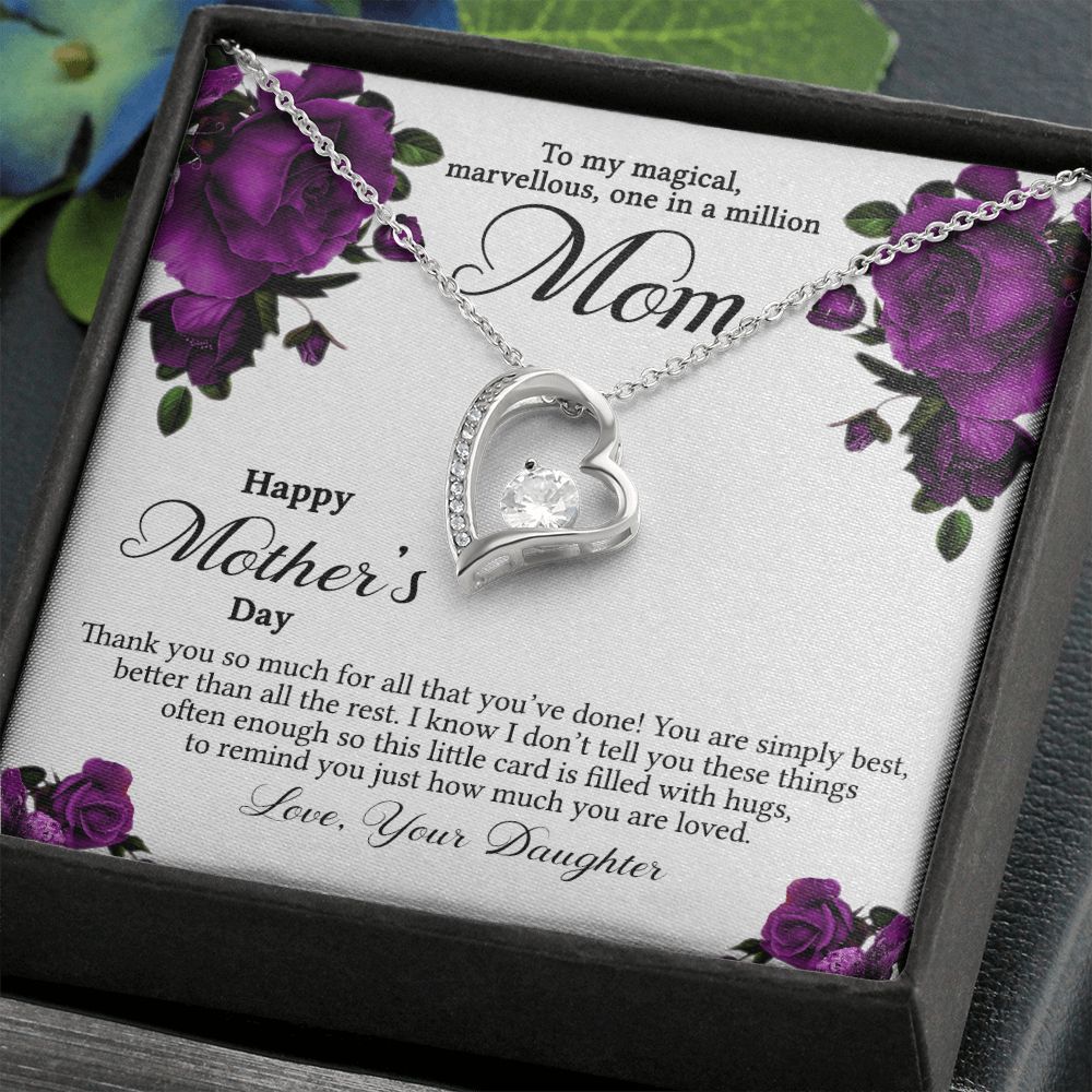 Mom Necklace Gifts for Mom from Daughter to Mom Gifts for Mothers Day from Daughter, To My Mom Necklace from Daughter to Mom Birthday Gifts Necklace with Message Card and Gift Box3 Forever Love Necklace