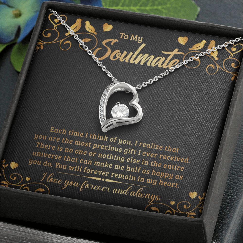 To My Soulmate Necklace for Women Birthday Christmas Jewelry Gifts For My Wife with Message Card Box Personalized Gift Present Pendant for Future Wife Soulmate Girlfriend Love 19 Forever Love Necklace
