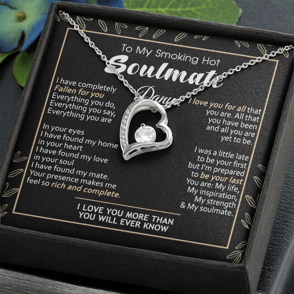 To My Smokin Hot Soulmate Necklace - Wife Gifts From Husband To My Wife Necklace, Gift for Her Romantic, Girlfriend Gifts Necklace for Wife from Men Includes Message Card and Gift Box 7 Forever Love Necklace
