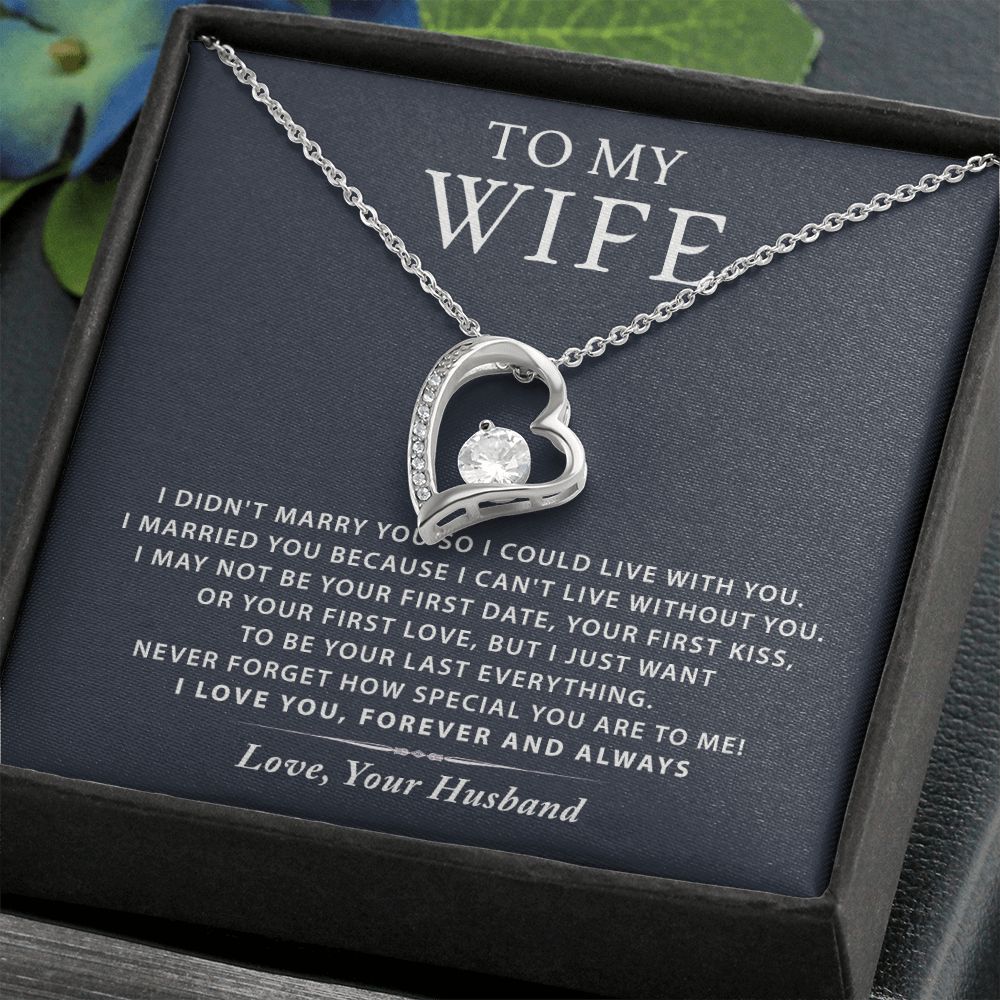 To My Wife Necklace from Husband, Personalized Necklace for Women, Luxury Necklace for Wife from Man Men, Wedding Anniversary Present For Wife, Beautiful Wife Jewelry Christmas Birthday Gift For Wife16 Forever Love Necklace