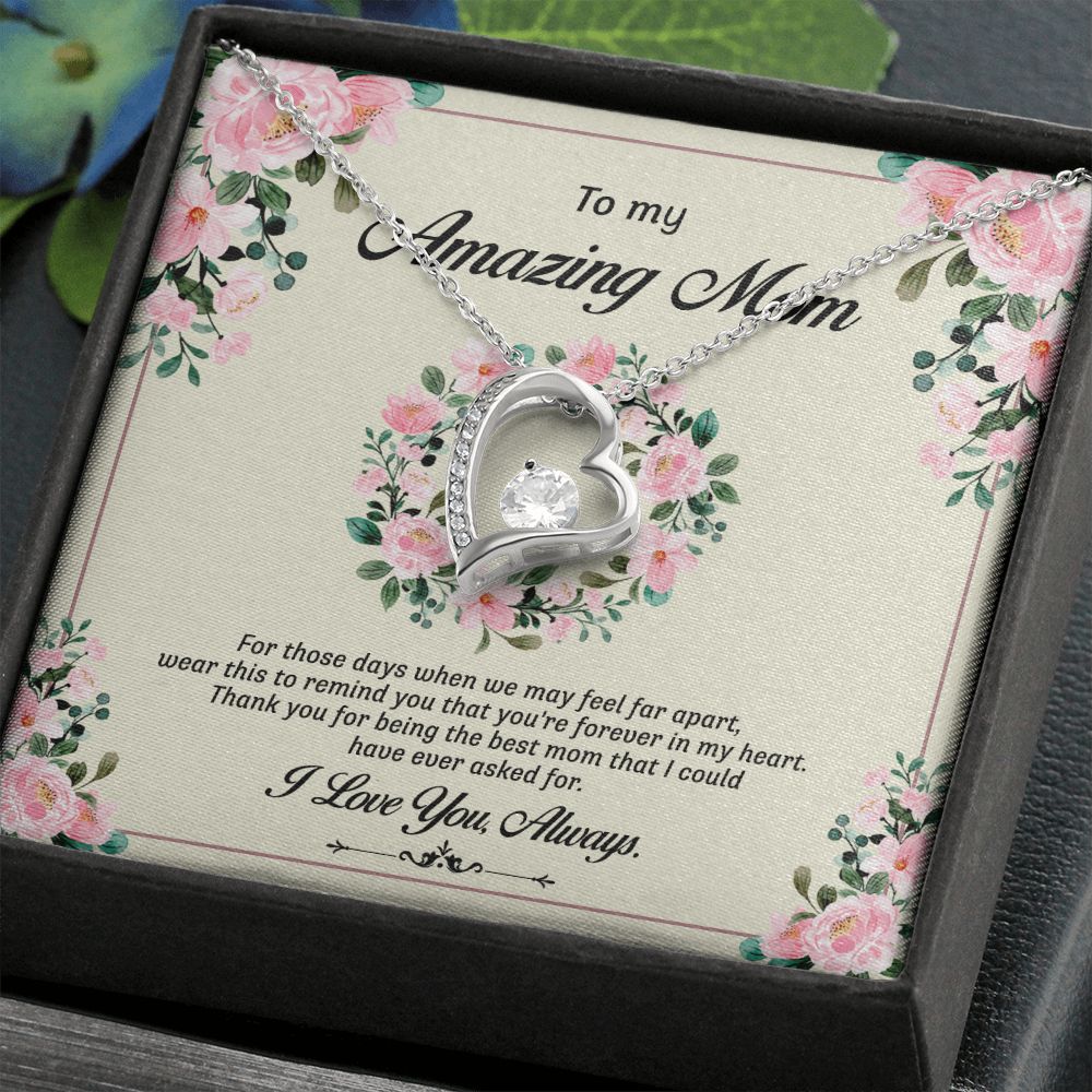 To My Mom Necklace, Gift For Mom, Mother's Day Gift from Daughter, Mom Jewelry Gift for Mothers Day, Birthday Gift for Mother, Moms Gift from Daughter Son, Necklace for Mom Mother17 Forever Love Necklace