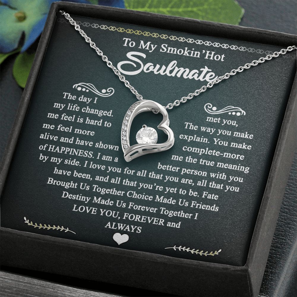To My Smokin Hot Soulmate Necklace - Wife Gifts From Husband To My Wife Necklace, Gift for Her Romantic, Girlfriend Gifts Necklace for Wife from Men Includes Message Card and Gift Box 3 Forever Love Necklace