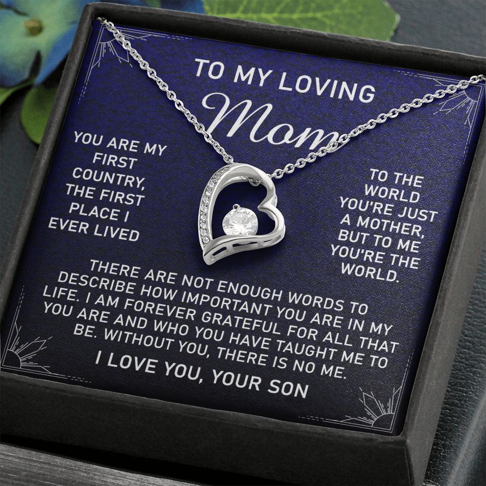 To My Loving Mom Necklace, Gift for Mom from Son, Mother's Day Jewelry Gift, Necklace for Mom Birthday Anniversary Mother's Day Jewelry Gift, To My Mom Necklace from Son Forever Love Necklace