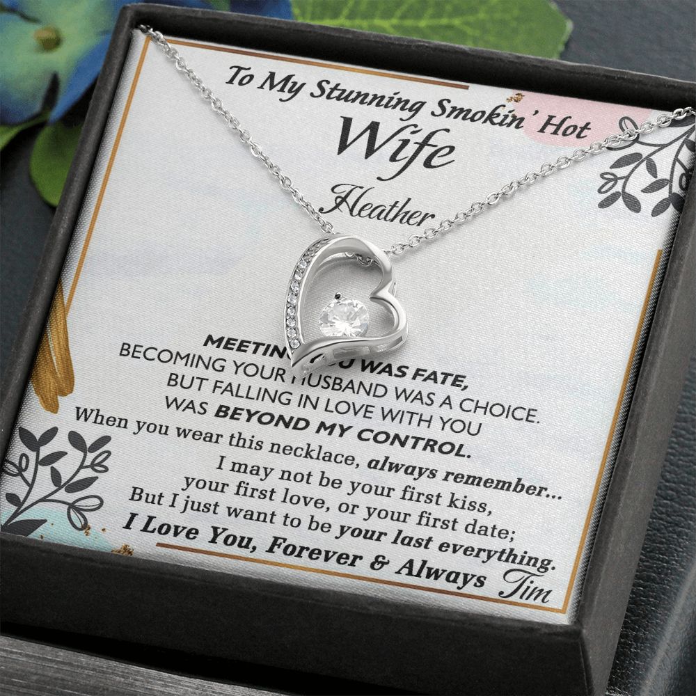 To My Wife Necklace from Husband, Personalized Necklace for Women, Luxury Necklace for Wife from Man Men, Wedding Anniversary Present For Wife, Beautiful Wife Jewelry Christmas Birthday Gift For Wife22 Forever Love Necklace