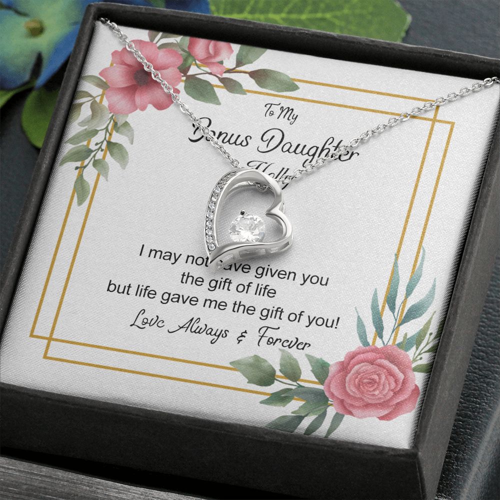 Bonus Daughter Gifts From Stepdad, Step Daughter Gifts From Stepmom, Stepdaughter Gifts From Stepdad, Father Stepdaughter Necklace, To My Bonus Daughter Necklaces, Christmas Gifts For Bonus6 Forever Love Necklace