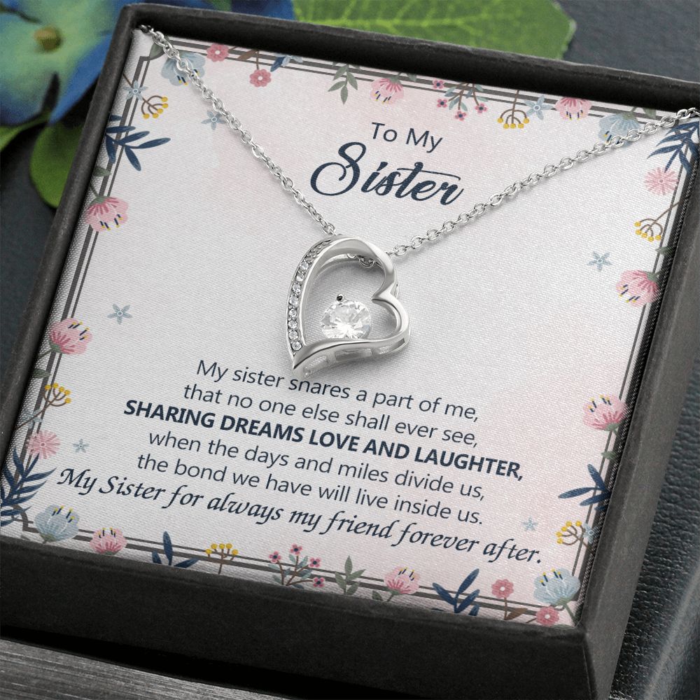 To My Sister Necklace Pendant Inspirational Jewelry For Women Teen Girl Family and Friendship Gifts Sisters Gifts Idea Sister Jewelry Necklace for Sisters Gift for Sister 301 Forever Love Necklace