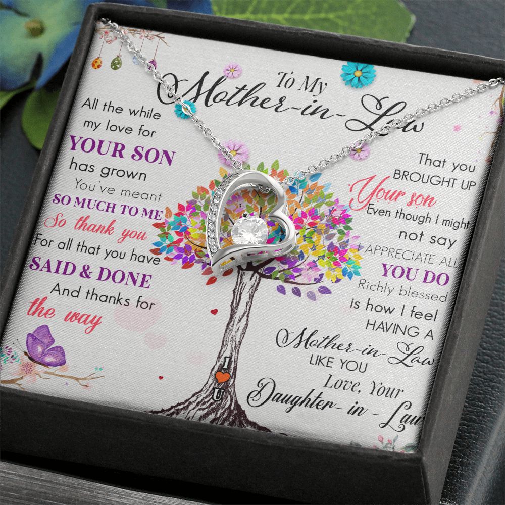 Mother in Law Necklace, Jewelry for Women, Future Mother in Law Gifts from Daughter in Law, Mother of Bride Gifts For Mother in Law, Birthday Gifts For Mother In Law From Daughter In Law72323 Forever Love Necklace
