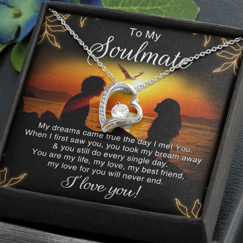 To My Soulmate Necklace for Women Birthday Christmas Jewelry Gifts For My Wife with Message Card Box Personalized Gift Present Pendant for Future Wife Soulmate Girlfriend Love 6 Forever Love Necklace
