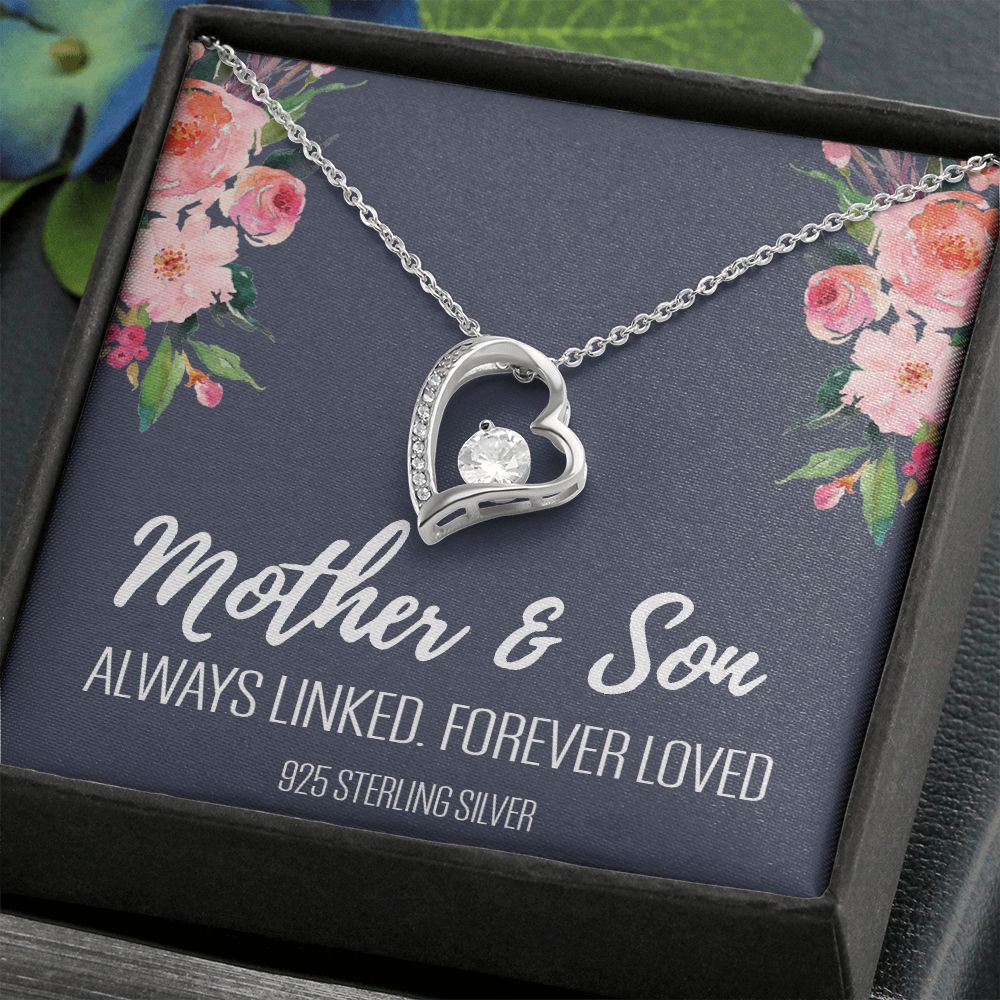Gift For Mom From Son, Mother Son Gifts, Happy Mother's Day Necklace, Mom Gift Forever Love Necklace