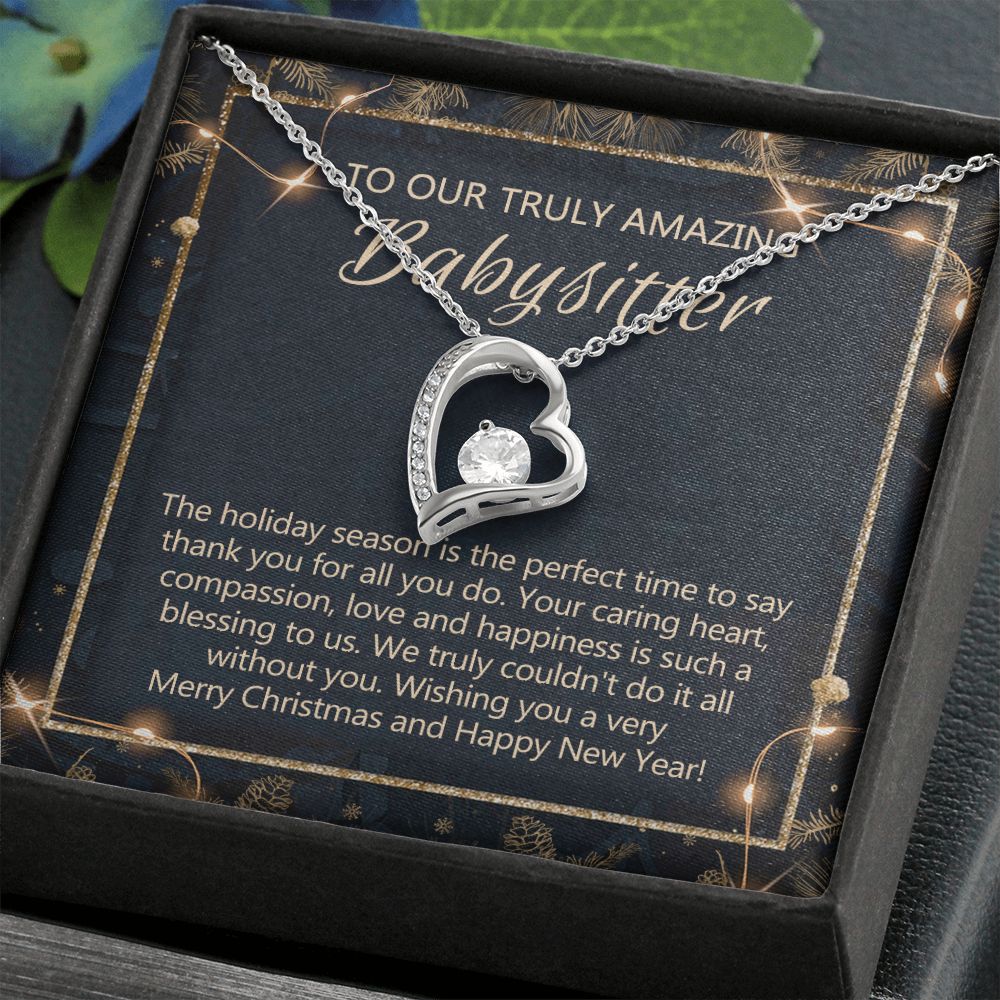 Babysitter Christmas Necklace Gift, Babysitter Gift, Christmas Babysitter Gift from Family, Merry Christmas Day Gift, Holiday Gift, Babysitter Necklace for Women 301 Forever Love Necklace