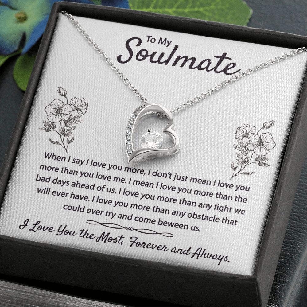 To My Soulmate Necklace for Women Birthday Christmas Jewelry Gifts For My Wife with Message Card Box Personalized Gift Present Pendant for Future Wife Soulmate Girlfriend Love 9 Forever Love Necklace