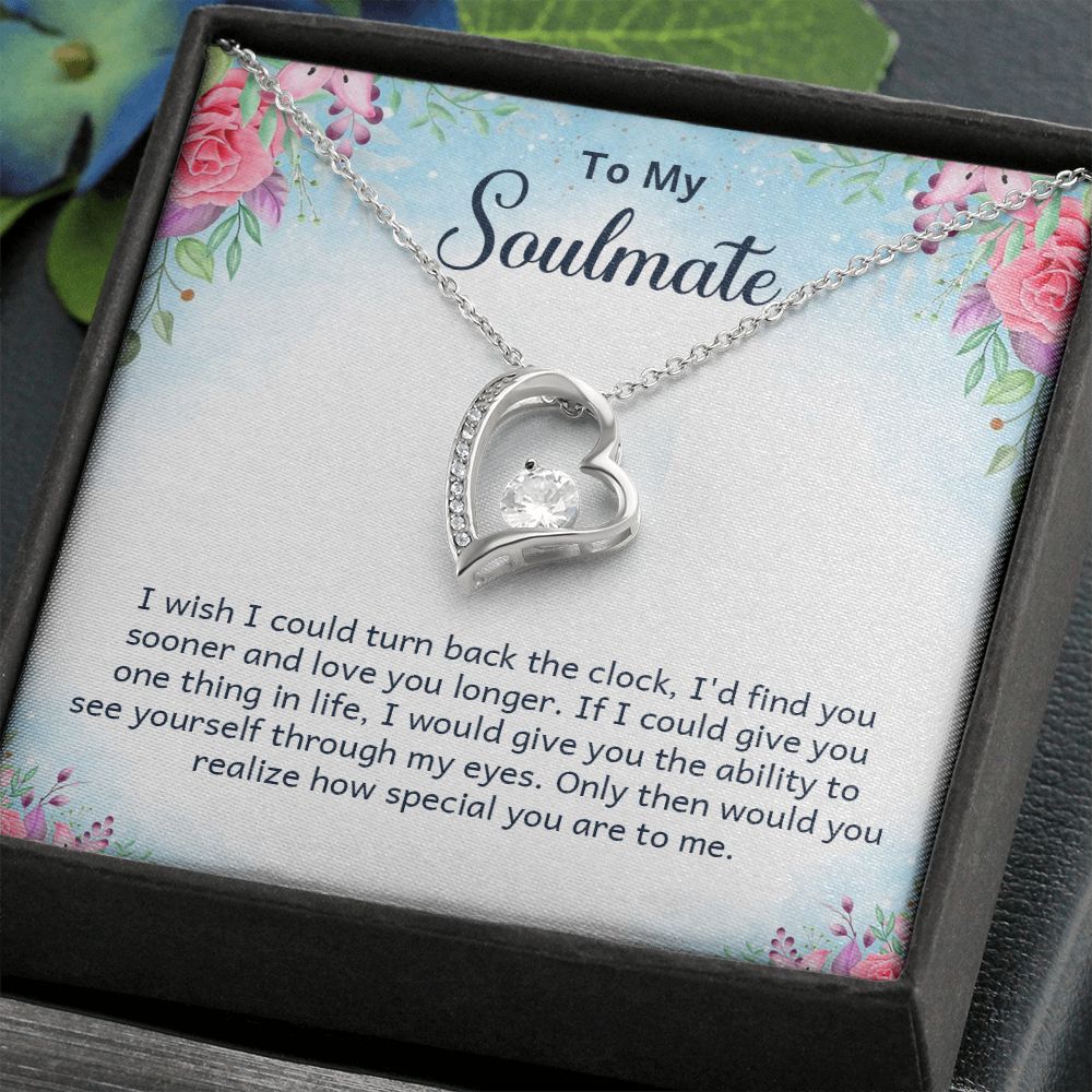 To My Soulmate Necklace for Women Birthday Christmas Jewelry Gifts For My Wife with Message Card Box Personalized Gift Present Pendant for Future Wife Soulmate Girlfriend Love 17 Forever Love Necklace