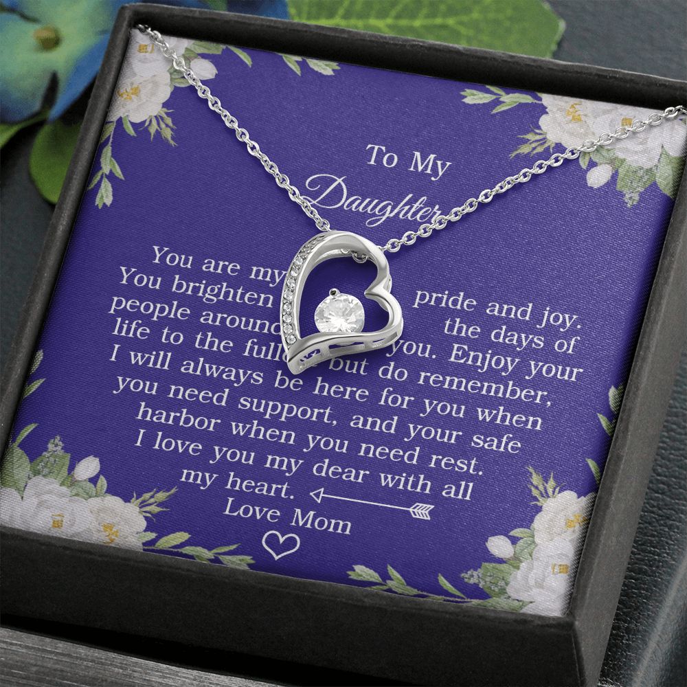 Mother Daughter Gift Ideas, To My Daughter Gift Necklace from Mom, Jewelry Pendant Present for Daughter, Birthday Christmas Gift Graduation Gifts for Daughters, Mother and Daughter Necklace 2137 Forever Love Necklace