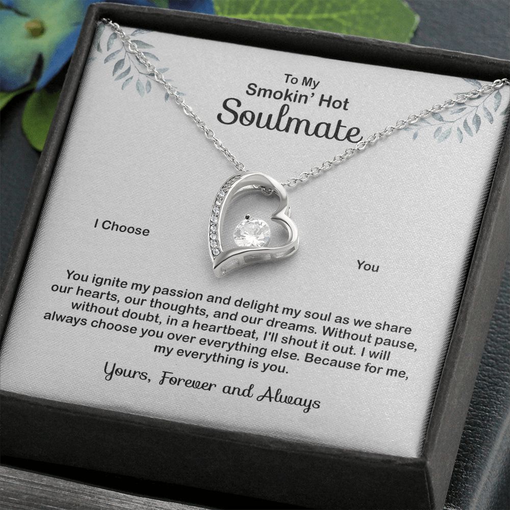 To My Soulmate Necklace for Women Birthday Valentines Day Jewelry Gifts For My Wife with Message Card Box Personalized Gift Present Pendant for Future Wife Soulmate Girlfriend Love 4 Forever Love Necklace