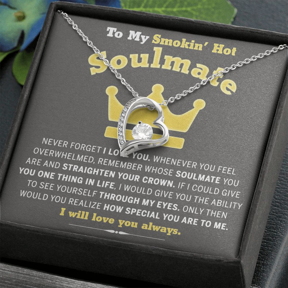 To My Soulmate Necklace for Women Birthday Valentines Day Jewelry Gifts For My Wife with Message Card Box Personalized Gift Present Pendant for Future Wife Soulmate Girlfriend Love 8 Forever Love Necklace