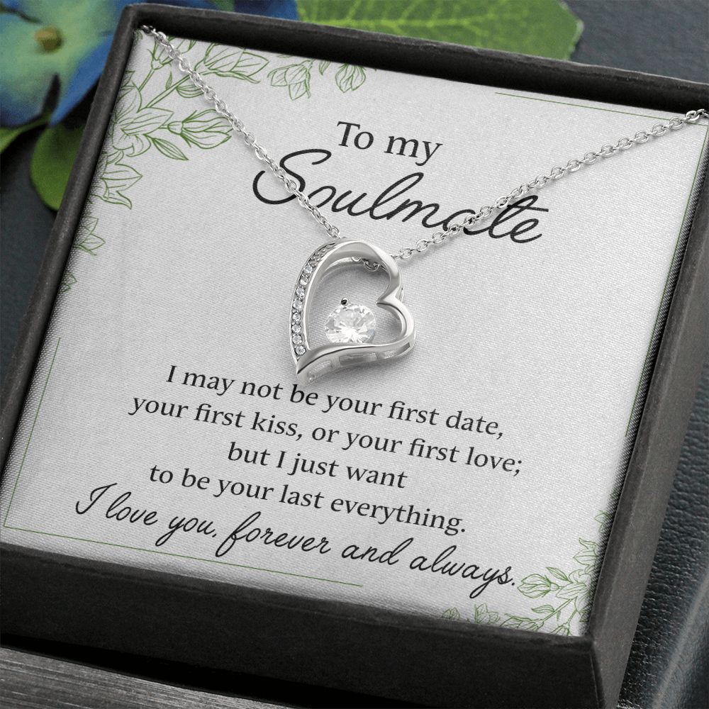 To My Soulmate Necklace for Women Birthday Christmas Jewelry Gifts For My Wife with Message Card Box Personalized Gift Present Pendant for Future Wife Soulmate Girlfriend Love 25 Forever Love Necklace