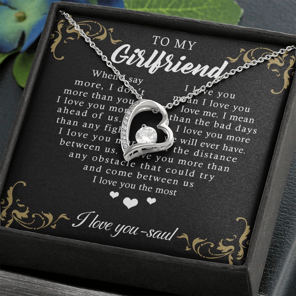To My Girlfriend Necklace from Boyfriend, Personalized Necklace for Women, Luxury Necklace for Girlfriend, Wedding Anniversary Present For Her, Girlfriend Gift Jewelry Christmas Birthday Gift Forever Love Necklace