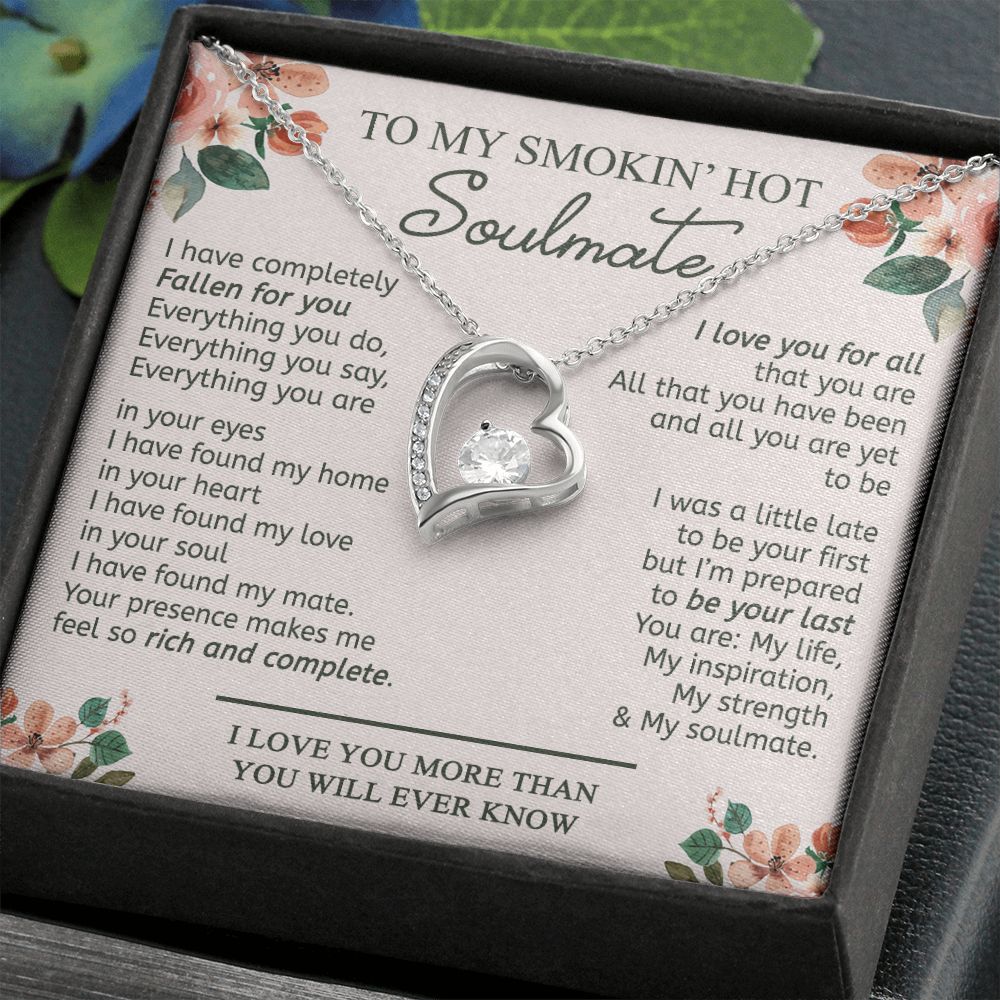 To My Smokin Hot Soulmate Necklace - Wife Gifts From Husband To My Wife Necklace, Gift for Her Romantic, Girlfriend Gifts Necklace for Wife from Men Includes Message Card and Gift Box 20 Forever Love Necklace