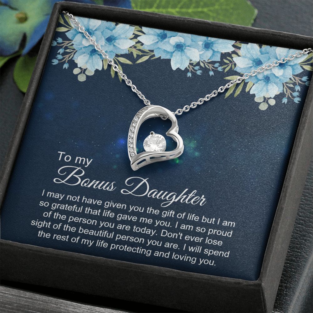 Bonus Daughter Gifts From Stepdad, Step Daughter Gifts From Stepmom, Stepdaughter Gifts From Stepdad, Father Stepdaughter Necklace, To My Bonus Daughter Necklaces, Christmas Gifts For Bonus4 Forever Love Necklace