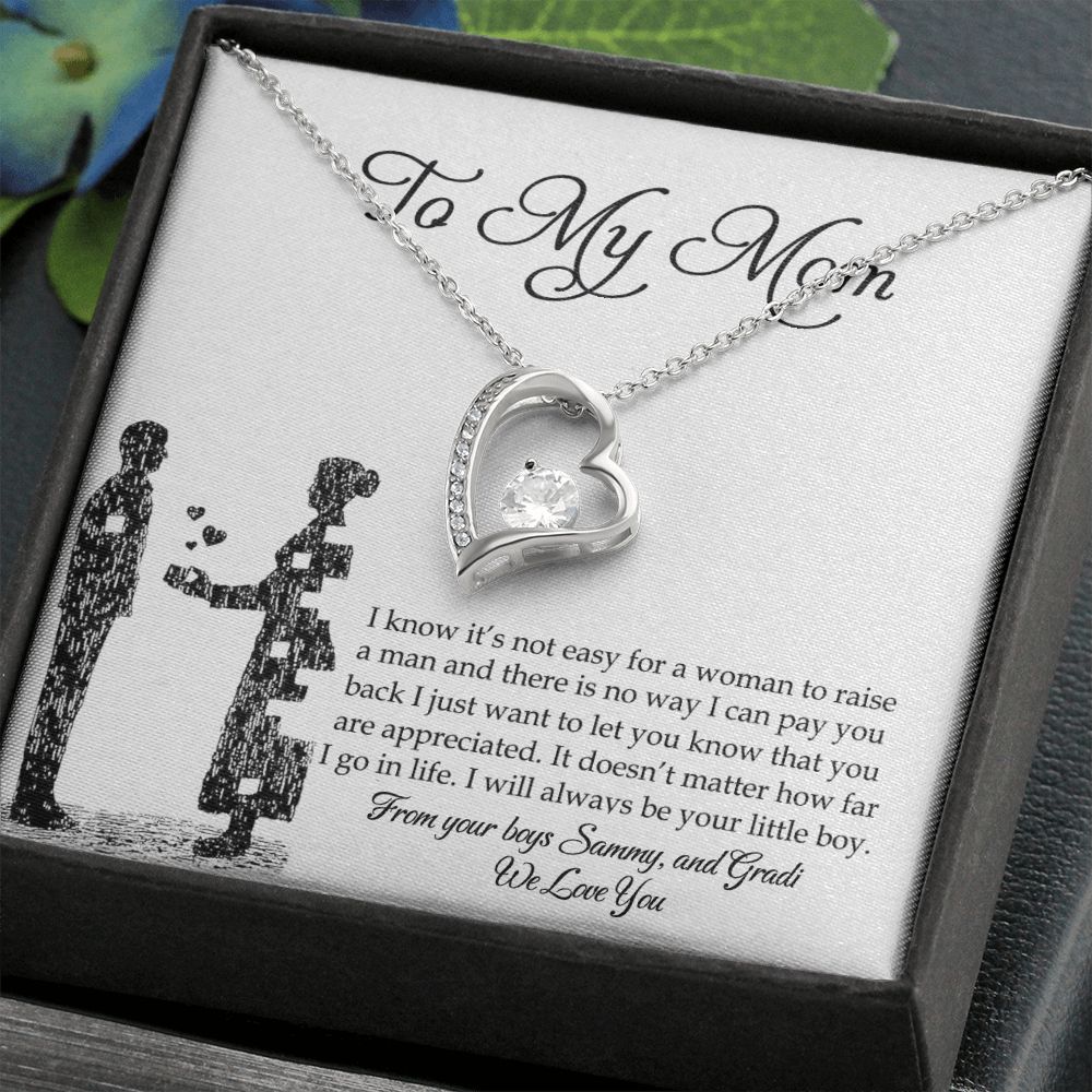 Mom Necklace Gifts for Mom from Daughter to Mom Gifts for Mothers Day from Daughter, To My Mom Necklace from Daughter to Mom Birthday Gifts Necklace with Message Card and Gift Box2 Forever Love Necklace