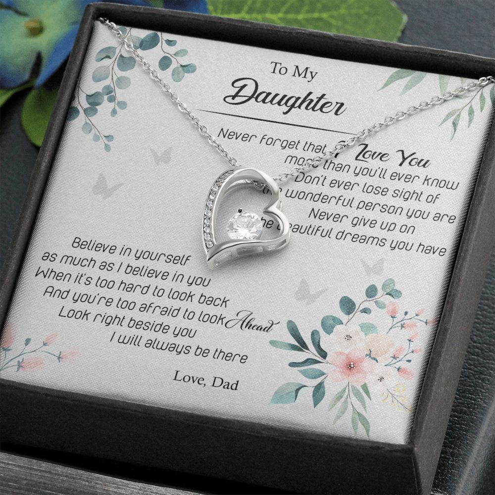 Jewelry Pendant Present for Daughter, To My Daughter Gift Necklace from Mom, Mother Daughter Gift Ideas, Birthday Christmas Gift Graduation Gifts for Daughters, Mother and Daughter Necklace 20 Forever Love Necklace