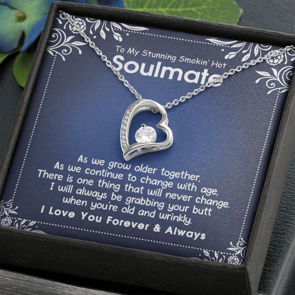 To My Smokin Hot Soulmate Necklace - Wife Gifts From Husband To My Wife Necklace, Gift for Her Romantic, Girlfriend Gifts Necklace for Wife from Men Includes Message Card and Gift Box 5 Forever Love Necklace