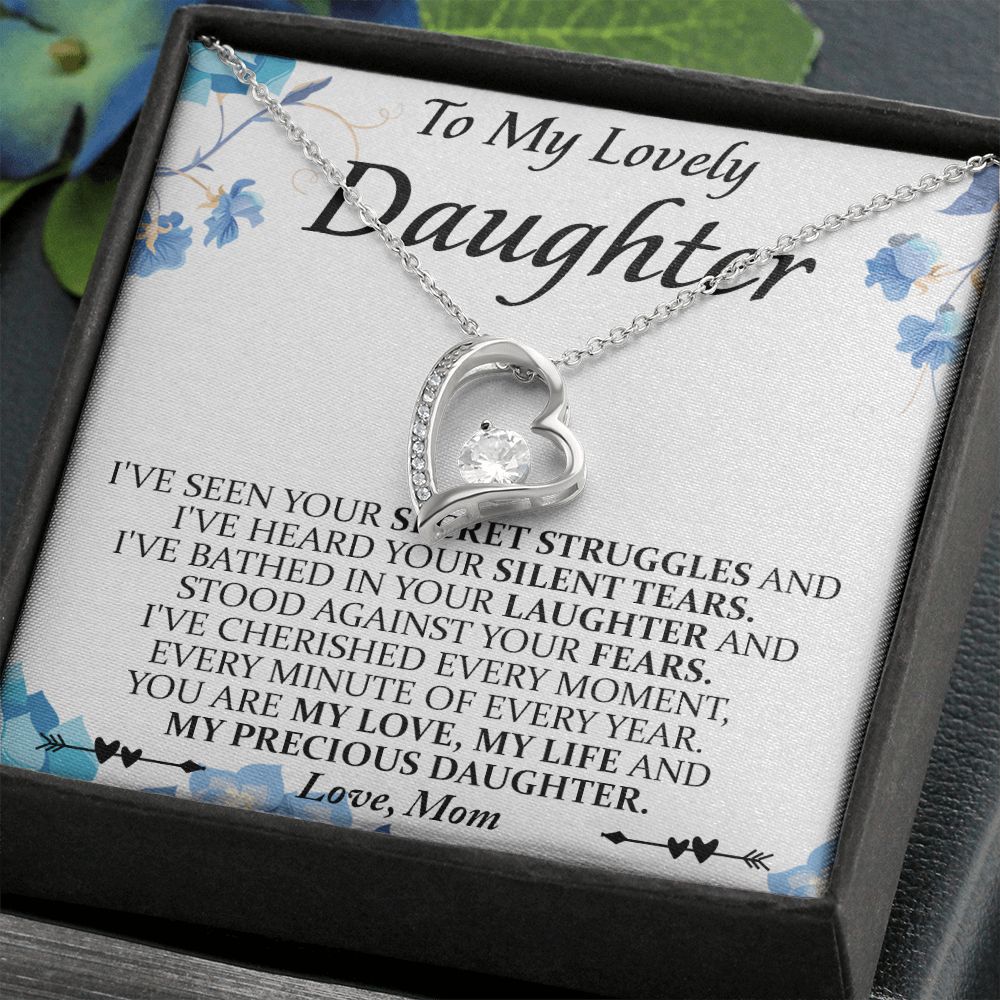 Mother and Daughter Necklace for Girls, To My Daughter Gift Necklace from Mom, Birthday Christmas Gift Graduation Gifts for Daughters, Jewelry Pendant Present for Daughter, Mother Daughter Gift 41 Forever Love Necklace