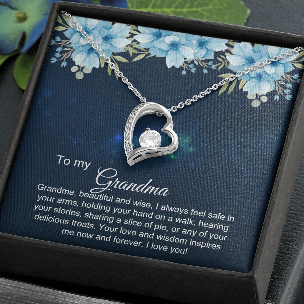 To My Grandma Necklace, Gift for Grandmother Necklace, Mothers Day Gift For Grandma Nana, Grandma Jewelry From Grandchildren GrandKids , Jewelry Box Gift For Grandma Grandmother2 Forever Love Necklace