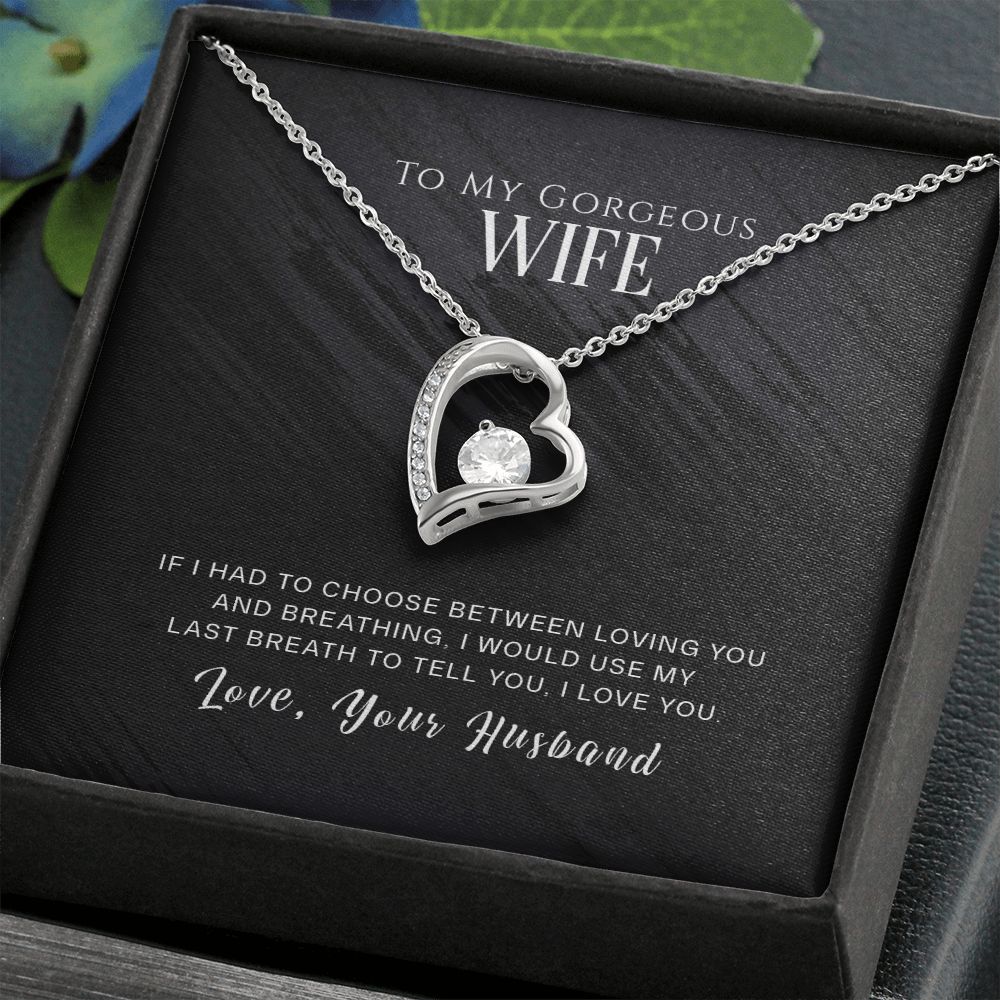 To My Gorgeous Wife Necklace Pendant Gift From Husband - If I Had To Choose With Message Card and Gift Box. Valentine's Day Gift For Wife Future Wife Forever Love Necklace