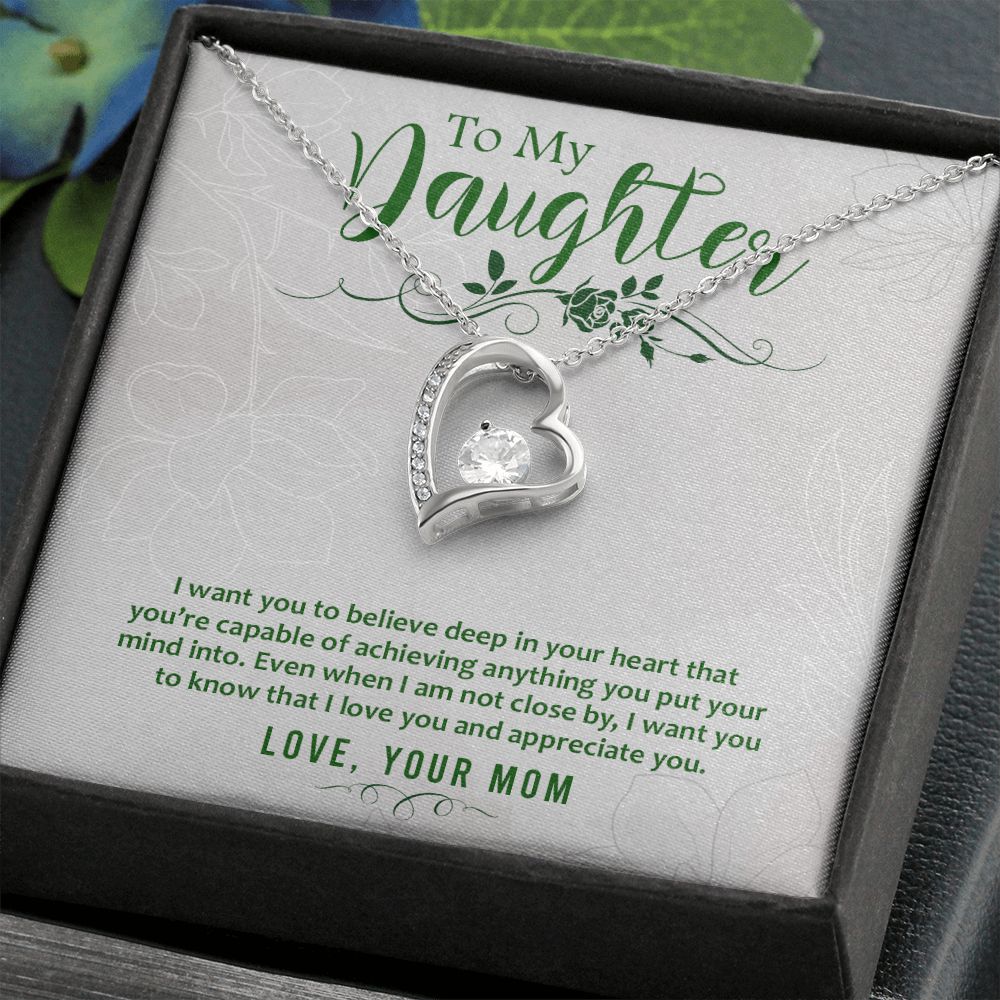 Mother and Daughter Necklace for Girls, To My Daughter Gift Necklace from Mom, Birthday Christmas Gift Graduation Gifts for Daughters, Jewelry Pendant Present for Daughter, Mother Daughter Gift 42 Forever Love Necklace