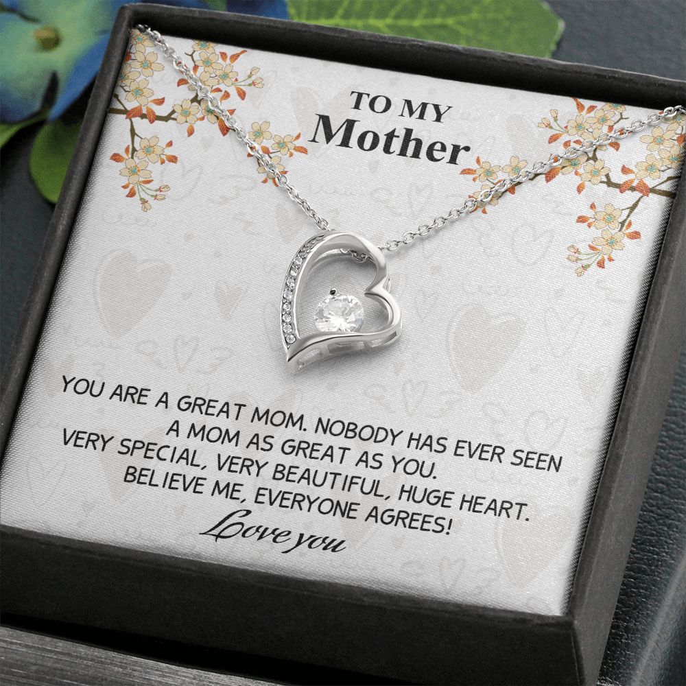 Mom Necklace Gifts for Mom from Daughter to Mom Gifts for Mothers Day from Daughter, To My Mom Necklace from Daughter to Mom Birthday Gifts Necklace with Message Card and Gift Box8 Forever Love Necklace