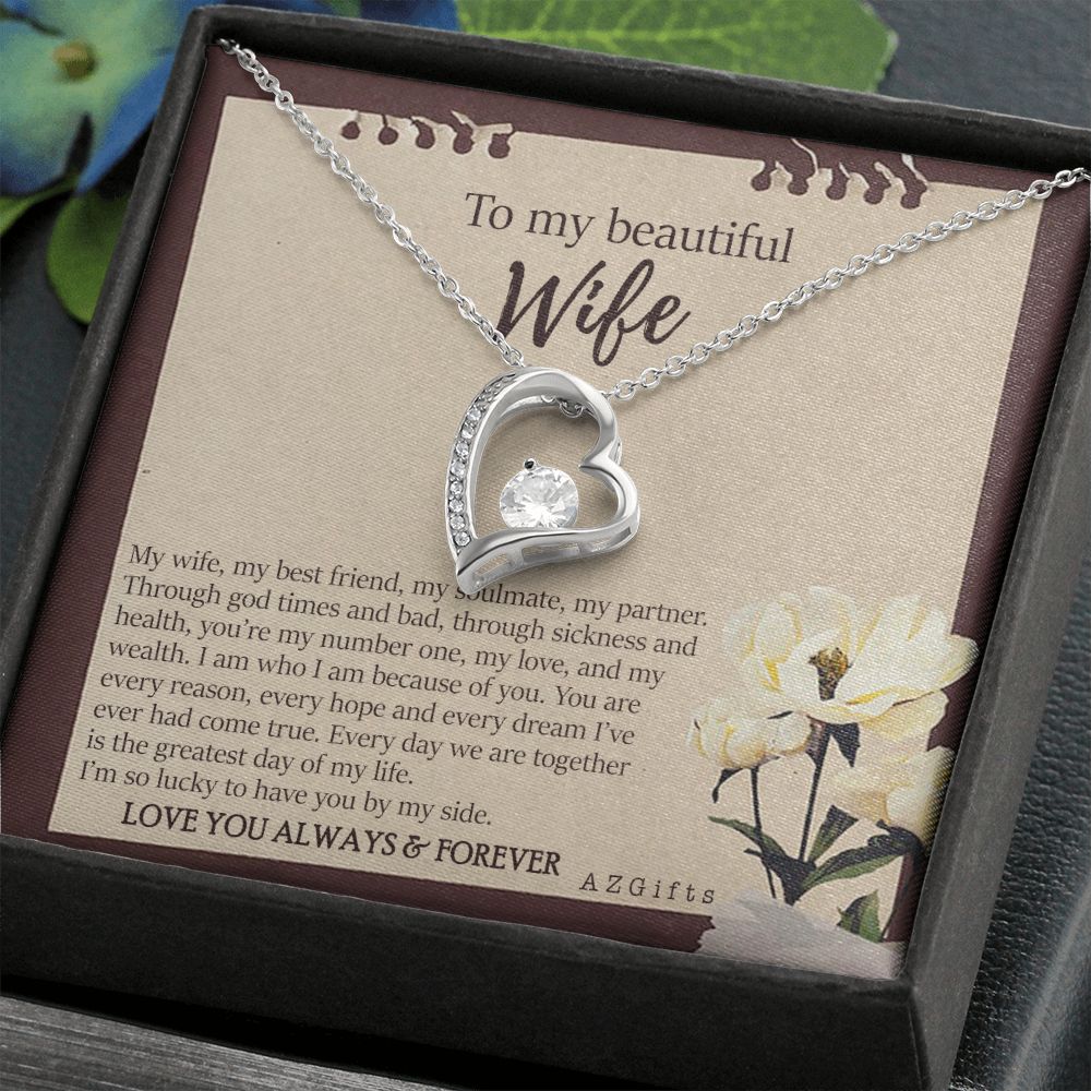 To My Wife Necklace from Husband, Personalized Necklace for Women, Luxury Necklace for Wife from Man Men, Wedding Anniversary Present For Wife, Beautiful Wife Jewelry Christmas Birthday Gifts For Wife7 Forever Love Necklace