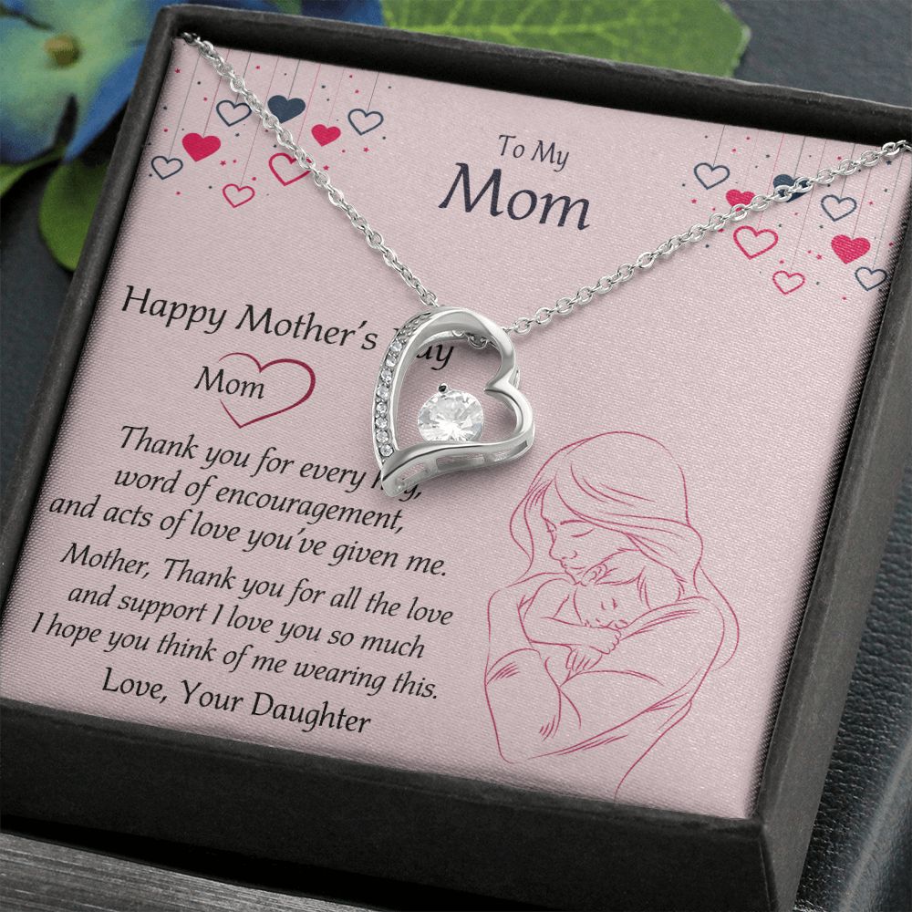 Mom Necklace Gifts for Mom from Daughter to Mom Gifts for Mothers Day from Daughter, To My Mom Necklace from Daughter to Mom Birthday Gifts Necklace with Message Card and Gift Box10 Forever Love Necklace