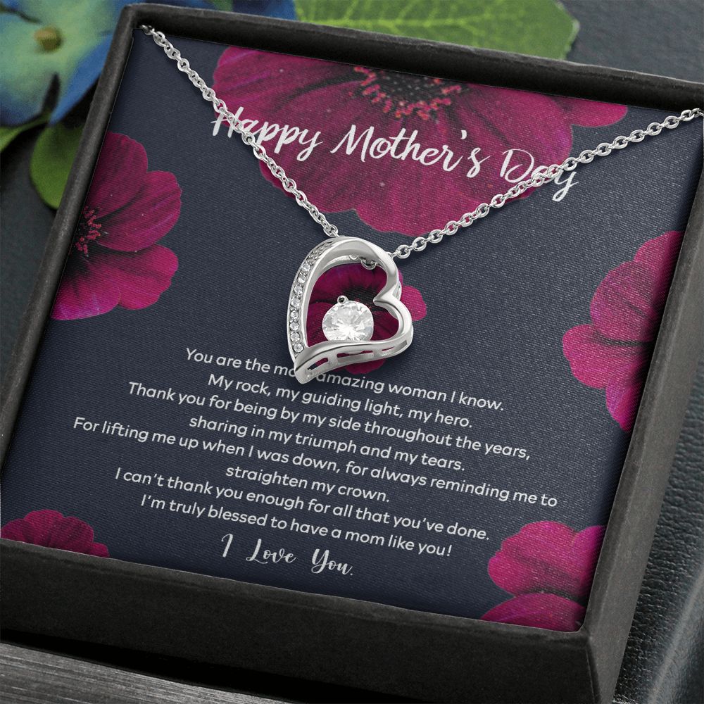 Mom Necklace Gifts for Mom from Daughter to Mom Gifts for Mothers Day from Daughter, To My Mom Necklace from Daughter to Mom Birthday Gifts Necklace with Message Card and Gift Box2235 Forever Love Necklace