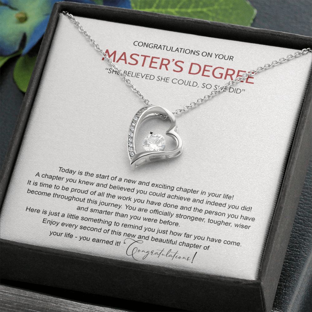 Master's Degree Graduation Gift Necklace, Masters Student Necklace Gift, Master's Student MBA Graduation Congrats Graduation Pendants Gift For Daughter, Granddaughter, Niece, Sister Forever Love Necklace
