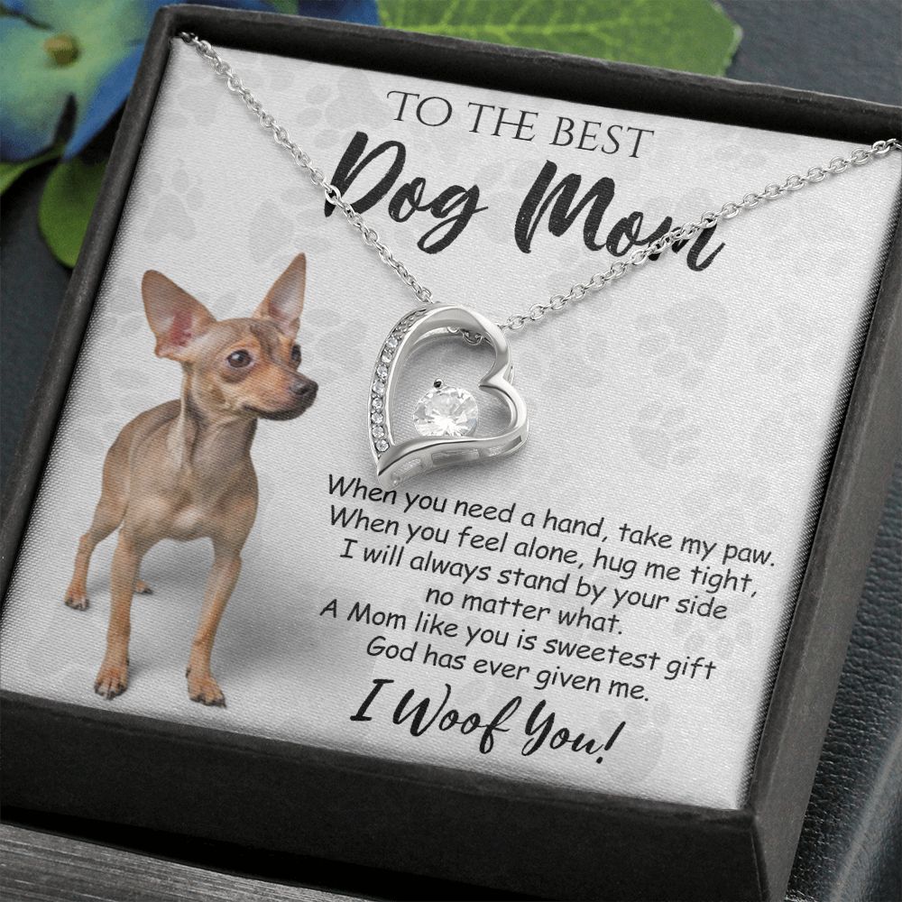 To The Best Chihuahua Dog Mom Knot Necklace Mother's Day Gift , I Woof You Quote Gift Card, Message Card Jewelry For Dog Lovers, Necklace For Mom Forever Love Necklace