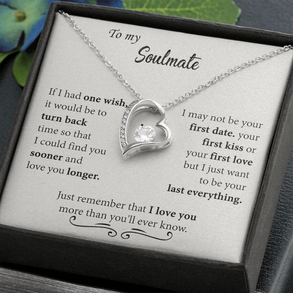 To My Soulmate Necklace for Women Birthday Christmas Jewelry Gifts For My Wife with Message Card Box Personalized Gift Present Pendant for Future Wife Soulmate Girlfriend Love 24 Forever Love Necklace
