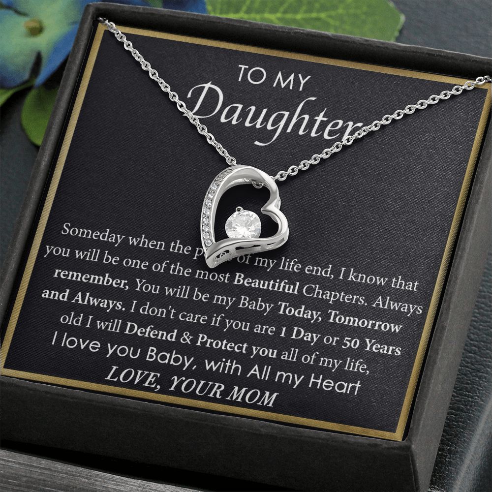 Mother Daughter Gift Ideas, To My Daughter Gift Necklace from Mom, Jewelry Pendant Present for Daughter, Birthday Christmas Gift Graduation Gifts for Daughters, Mother and Daughter Necklace 2136 Forever Love Necklace