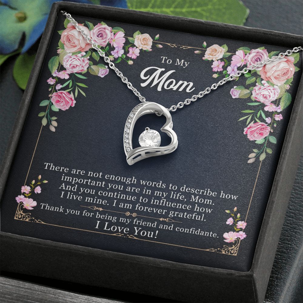 To My Mom Necklace Pendant Gift From Daughter Thank You For Being My Friend And Confidant With Message Card Gift For Mom Forever Love Necklace