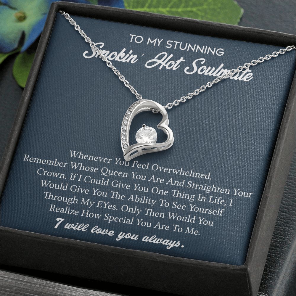 To My Soulmate Necklace for Women Birthday Valentines Day Jewelry Gifts For My Wife with Message Card Box Personalized Gift Present Pendant for Future Wife Soulmate Girlfriend Love 5 Forever Love Necklace