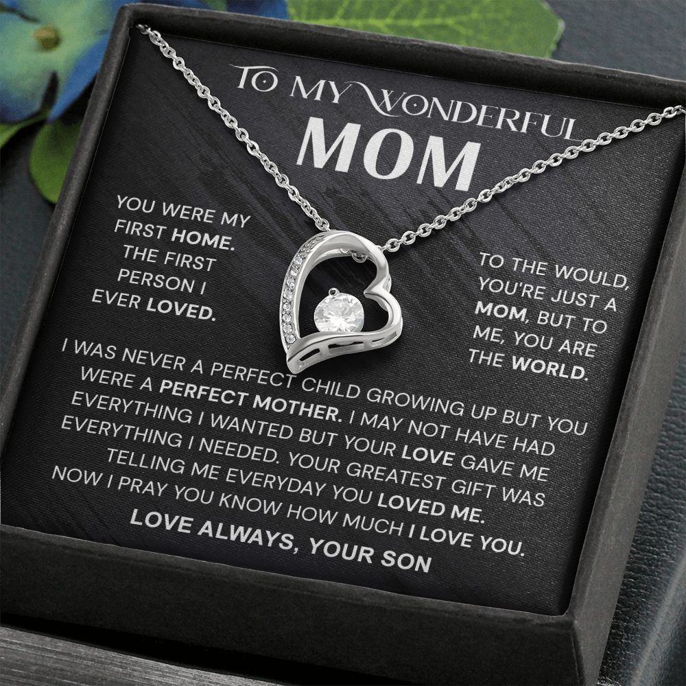 To My Wonderful Mom Necklace, Mom From Son Gift, Gift for Mother's Day From Son, Gift for Mom, Mother Gift from Son Necklace, Son to Mom Gifts, Mom gifts, Mothers Day Gift From Son Forever Love Necklace