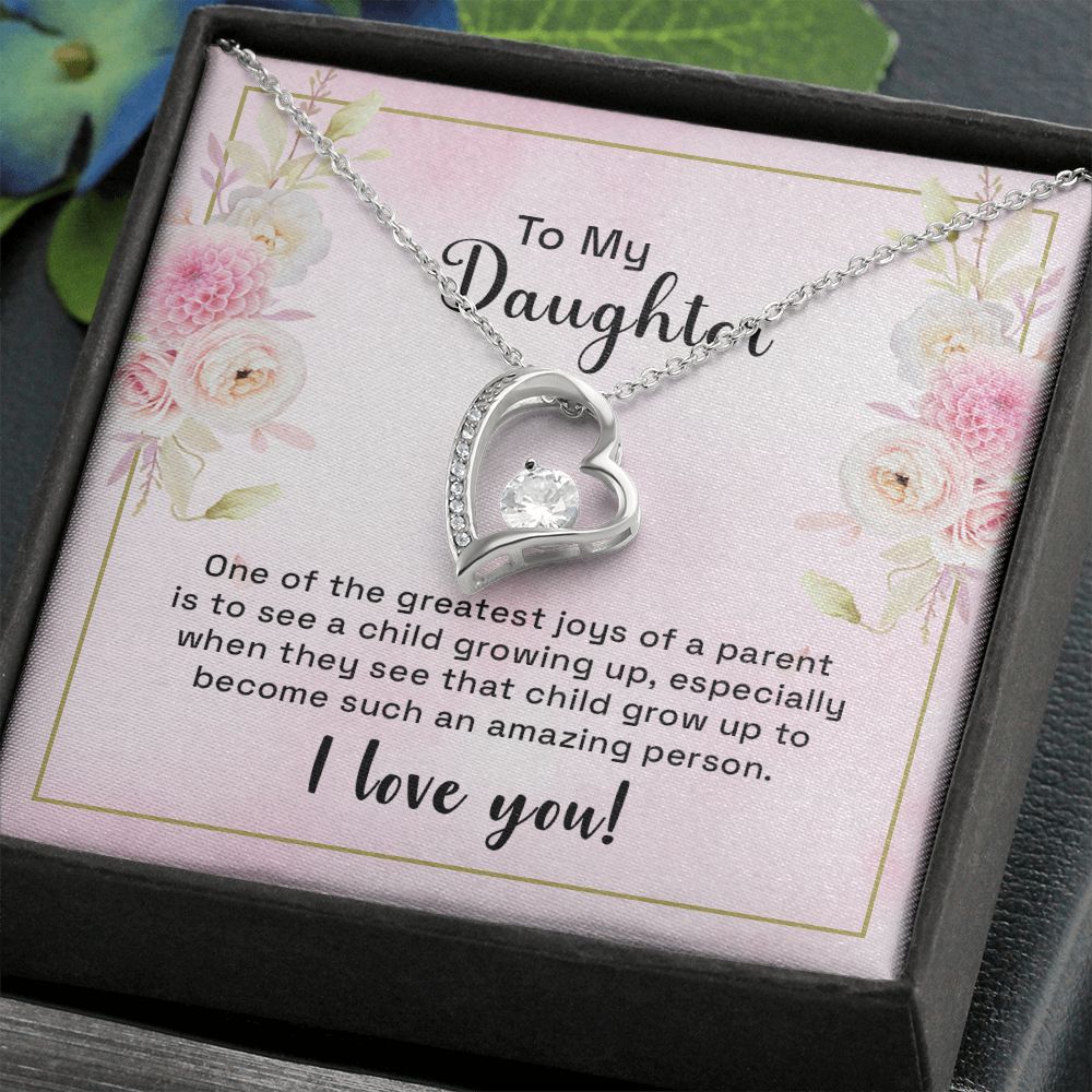 Mother and Daughter Necklace for Girls, To My Daughter Gift Necklace from Mom, Birthday Christmas Gift Graduation Gifts for Daughters, Jewelry Pendant Present for Daughter, Mother Daughter Gift 44 Forever Love Necklace