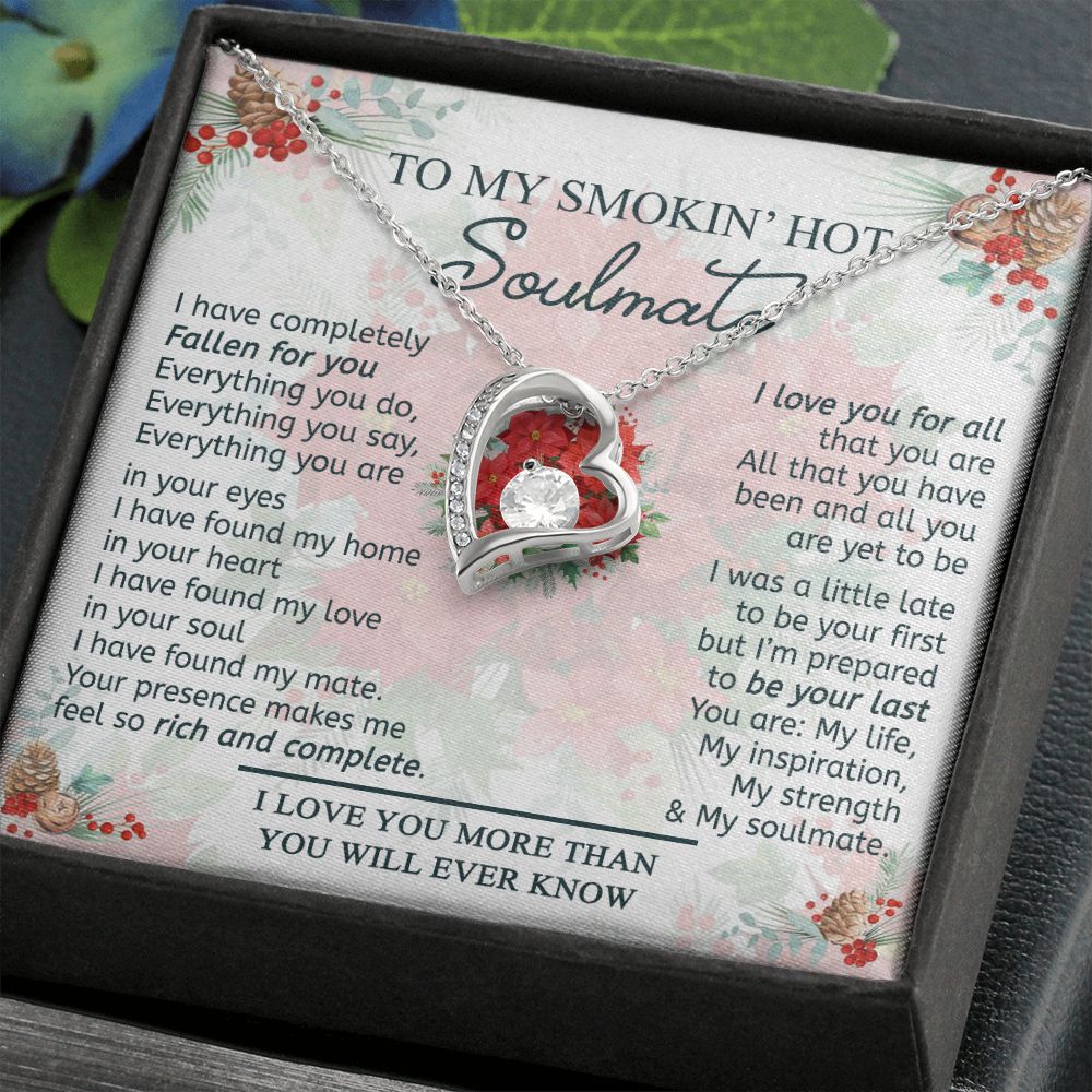 To My Smokin Hot Soulmate Necklace - Wife Gifts From Husband To My Wife Necklace, Gift for Her Romantic, Girlfriend Gifts Necklace for Wife from Men Includes Message Card and Gift Box 19 Forever Love Necklace