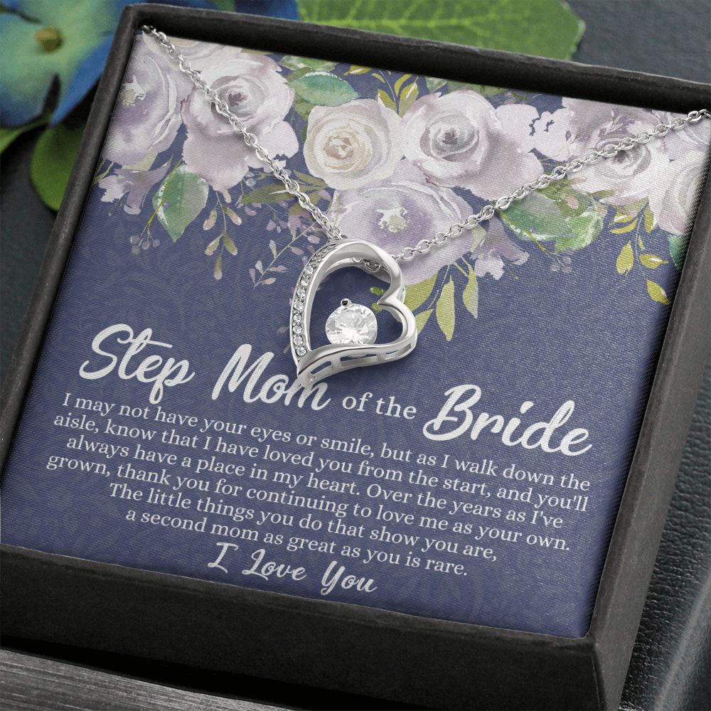 To My Stepmother of the Bride Necklace, Stepmother of the Bride Gifts Idea, Necklace for Stepmom of the Bride Gifts, Wedding Gifts for Stepmom, Gifts for Step Mother of the Bride Forever Love Necklace