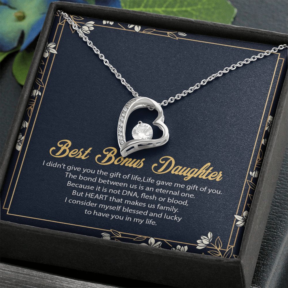 Bonus Daughter Gifts From Stepdad, Step Daughter Gifts From Stepmom, Stepdaughter Gifts From Stepdad, Father Stepdaughter Necklace, To My Bonus Daughter Necklaces, Christmas Gifts For Bonus8 Forever Love Necklace